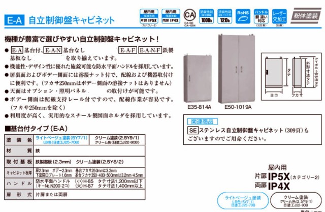 日東工業 E40-923A 自立制御盤キャビネット 片扉 基台付・鉄製基板付