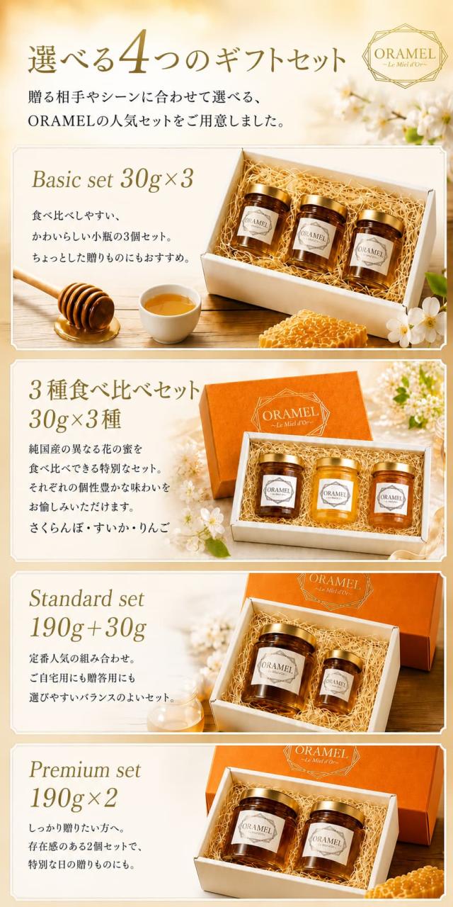 ORAMEL非加熱無添加の国産はちみつ説明
