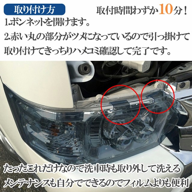 ハイエース200系 ヘッドライトカバー ライトスモーク（セカンド