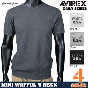 AVIREXTシャツ半袖Vネックワッフル無地デイリー
