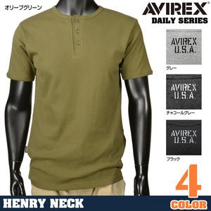 AVIREX半袖Tシャツ無地デイリーヘンリーネック