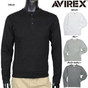 AVIREXTシャツ長袖ヘンリーネック無地デイリー