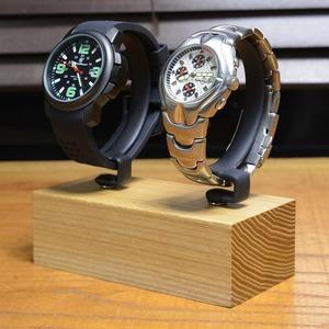 腕時計スタンドＧ型2本用木製台座ウォッチスタンドタモ材