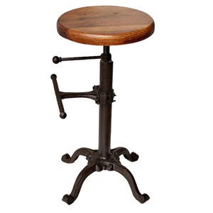 椅子バーチェア木製台座インダストリアスタイル鋳物カウンターチェア