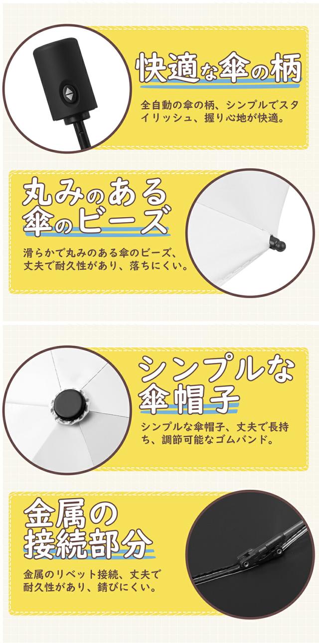 ワンタッチ 自動開閉 折りたたみ傘 花柄 ホワイト