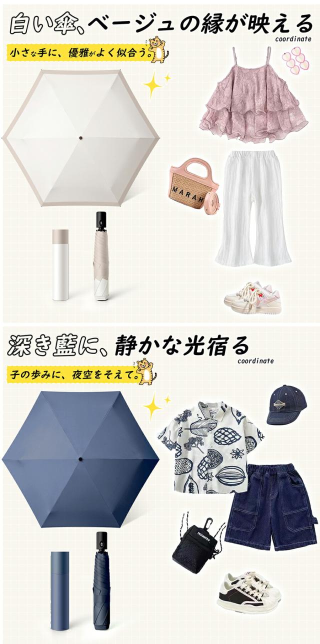 ワンタッチ 自動開閉 折りたたみ傘 花柄 ホワイト
