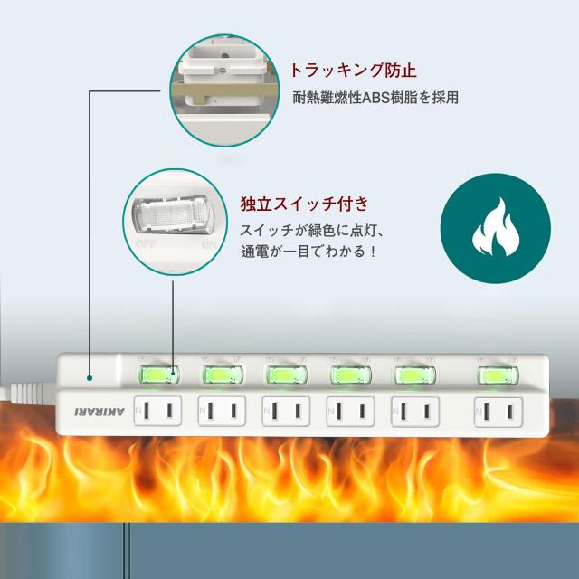 電源タップ 個別スイッチ 雷ガード