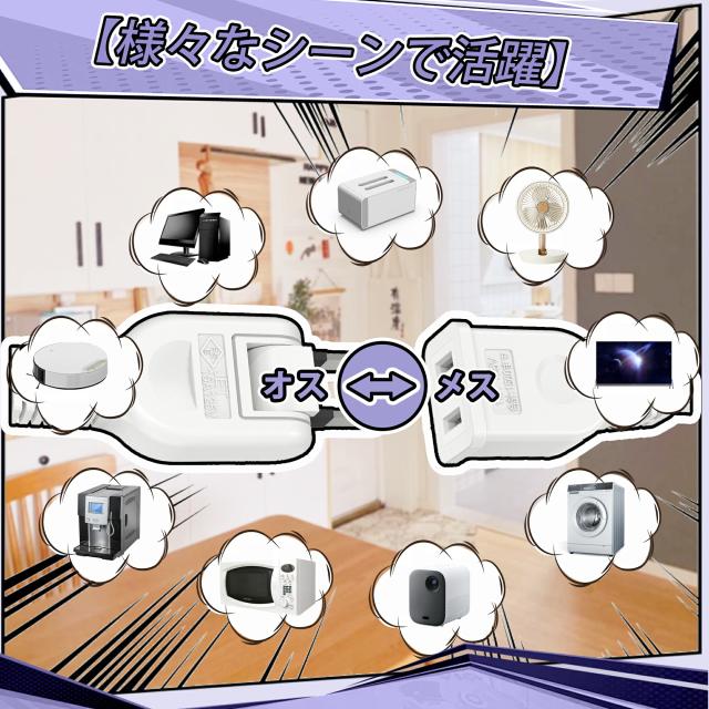 ACアダプタ専用電源延長コード 延長コード 4個口 ブラック 15A 1500W 耐トラッキング 二重被覆 絶縁キャップ ACアダプター すっきり接続 コンセント ソフト 電源コード