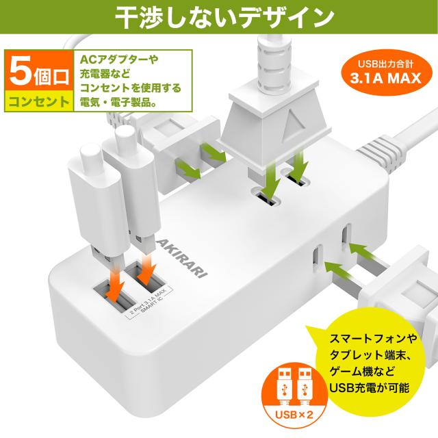 コンセントタップ 国内・海外両用電源タップ 3AC口 電源タップ usb付き 延長コード 1m 2m 3m スイングプラグ 省スペース 過電流保護 安全設計 たこあしコンセント 3面設計 タコ足配線 すき間 コンパクト