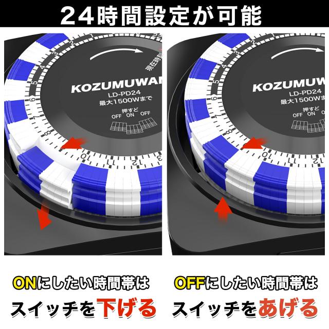 【電源消し忘れ防止】【PSE認証】コンセントタイマー 自動電源ON/OFF 24時間 15分単位 リピート機能 タイマースイッチ プログラムタイマー 電源オンオフ 自動切