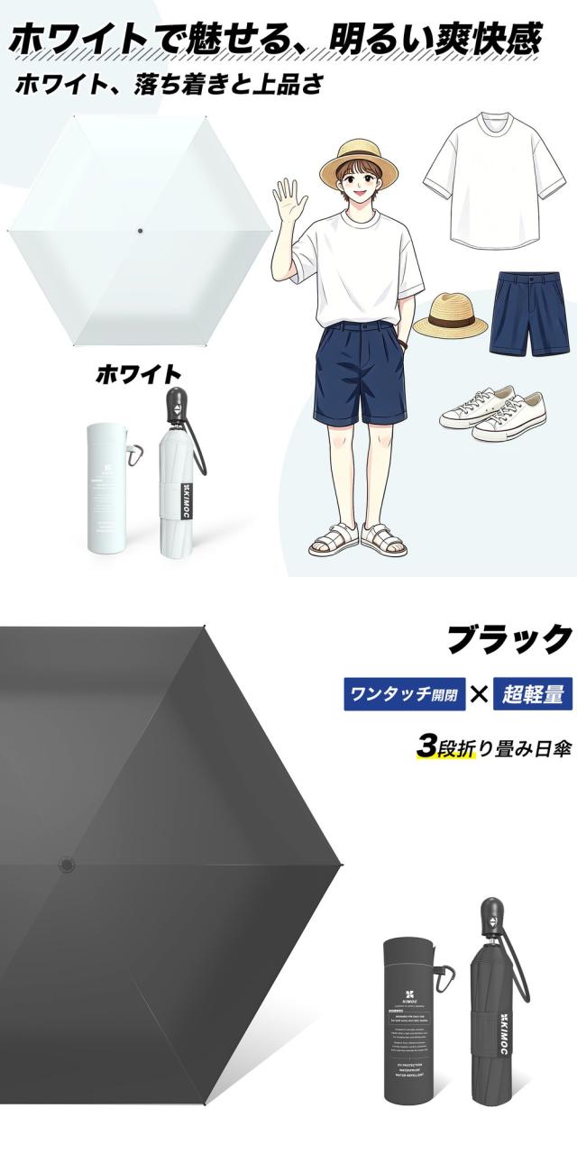【驚きの軽さ】折りたたみ傘 メンズ ワンタッチ自動開閉 UVカット100% 軽量 コンパクト 完全遮光 日傘 男性用 女性用 傘 通勤 おしゃれ 紫外線対策 風に強い 耐