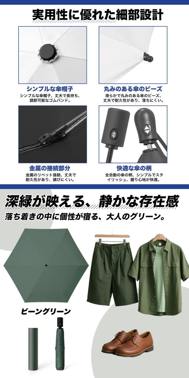 【50%OFFクーポン★実質1,990円】メンズ 大きめ 折りたたみ傘 自動開閉 完全遮光 晴雨兼用 UVカット100% 遮熱 耐風 高撥水 ワンタッチ 男性 通勤 通学 旅行 ギフト