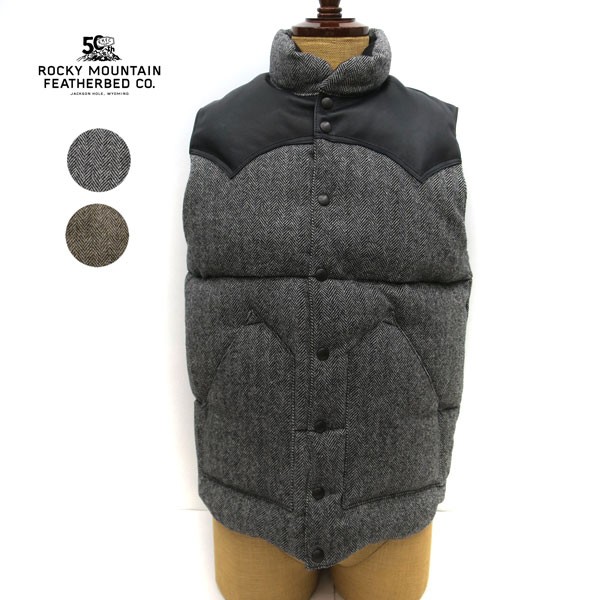 ☆】 DOWN VEST TWEED ツイード ボア無し☆ Rocky Mountain Featherbed