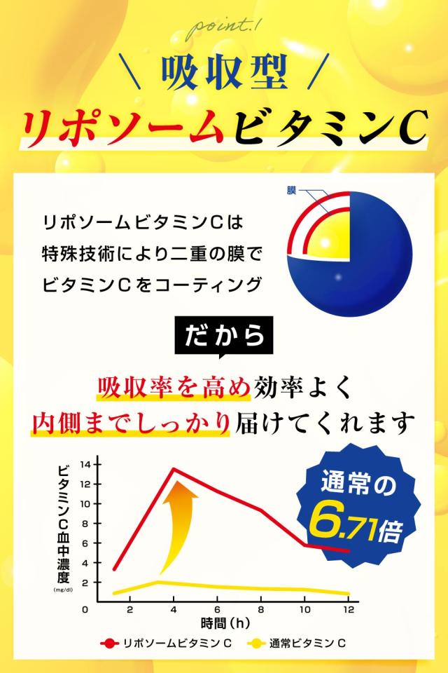ビタミンC,ビタミンCサプリ,美容,美容サプリ,リポソームビタミンC,持続型,リポソーム,タイムリース,アスコルビン酸,ビタミンC誘導体