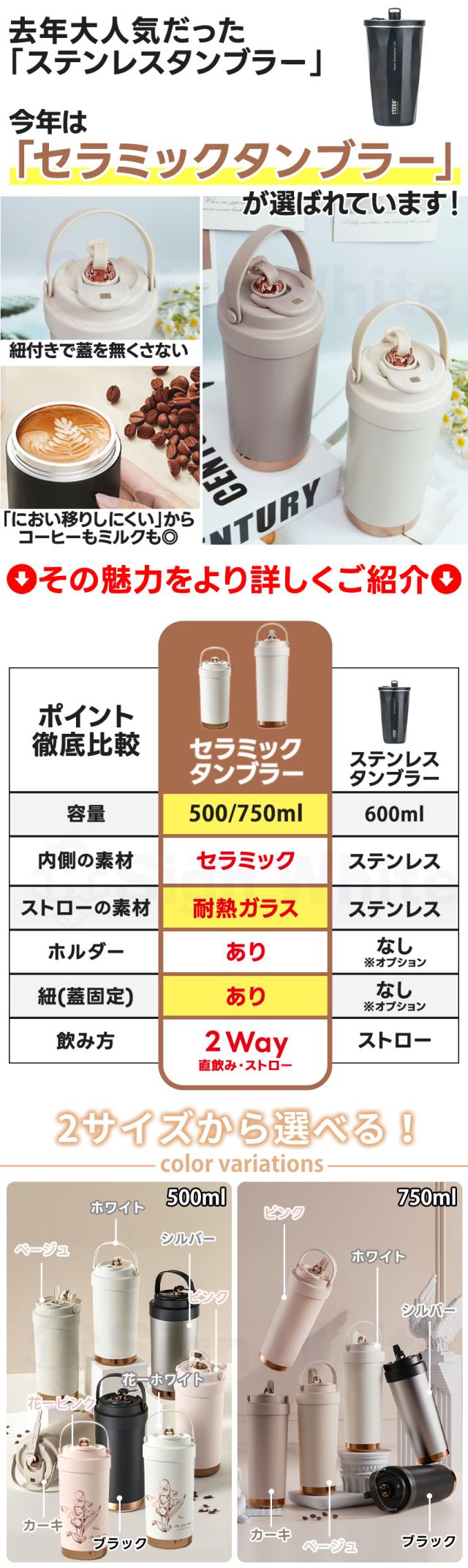 タンブラー水筒(蓋付き)の詳細画像1