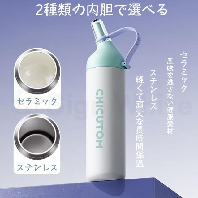  ストロー付き持ち運びこぼれない水筒の商品画像1