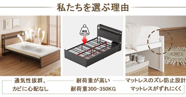 ベッドフレーム 折り畳み ベットフレームセミダブルサイズ コンパクトベッド シングルベッドフレーム ベッドマットレス付き ベッド キングサイズ パイプ ベッド