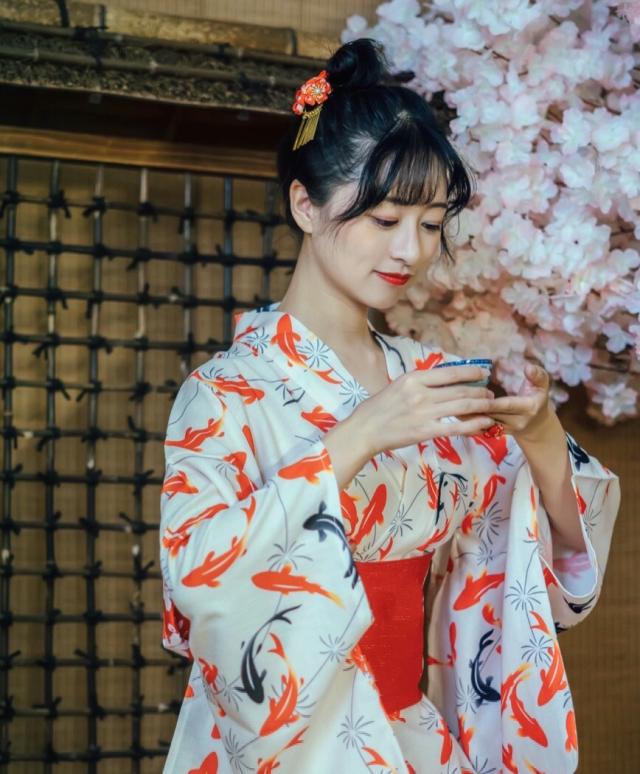 超激得，高品質】 浴衣 金魚 赤 7点 浴衣セット 黒 赤金魚 金魚柄 作り