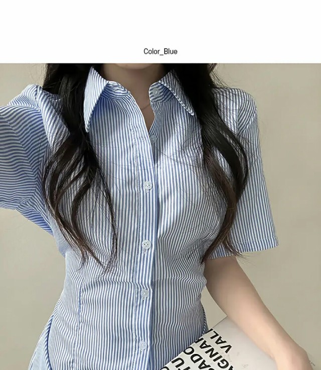韓国ファッション ワンピース ミニ丈 シャツワンピース 半袖 カラー 