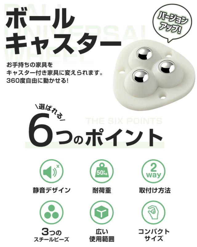 粘着テープ式ボールキャスター