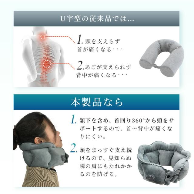ひと息で膨らむネックピロー