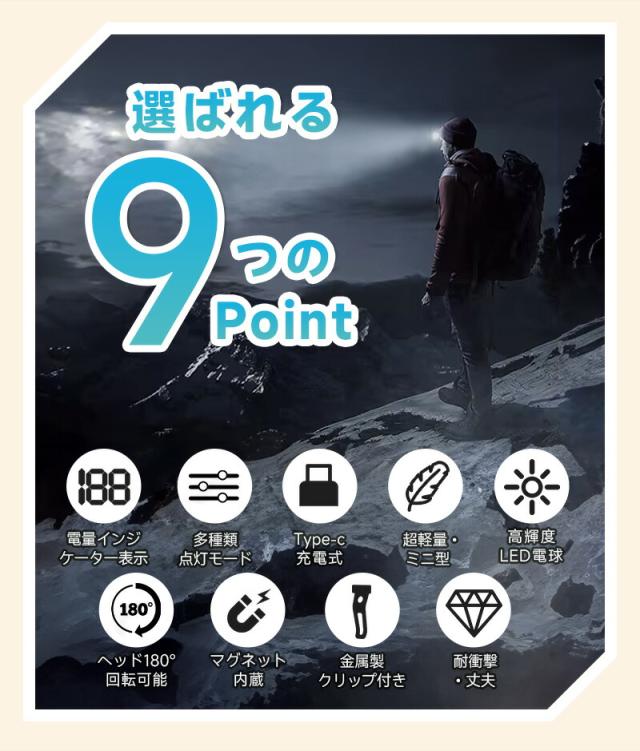 Type-c充電式ミニLEDライト