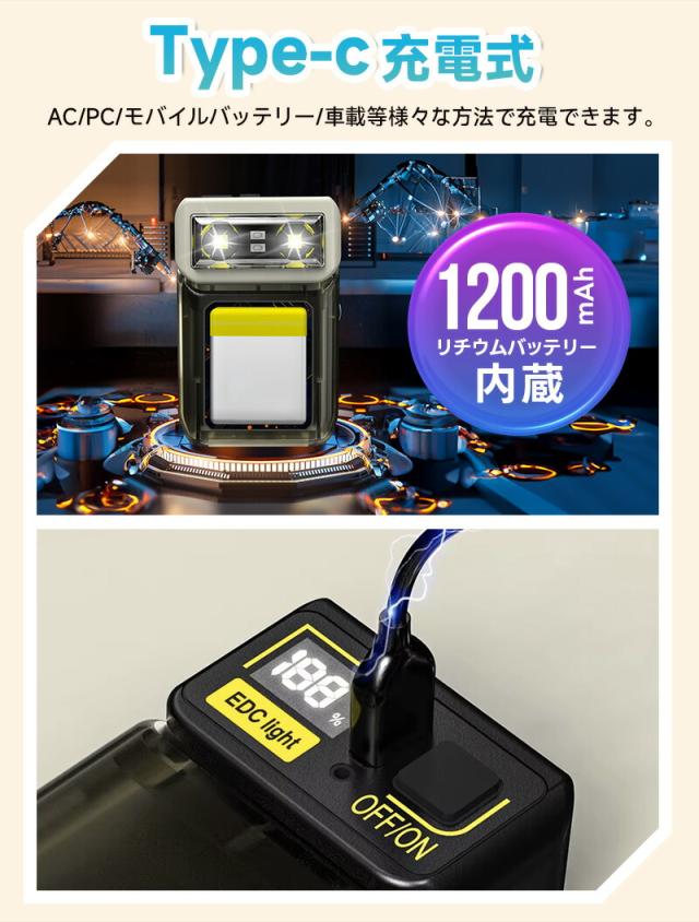 Type-c充電式ミニLEDライト