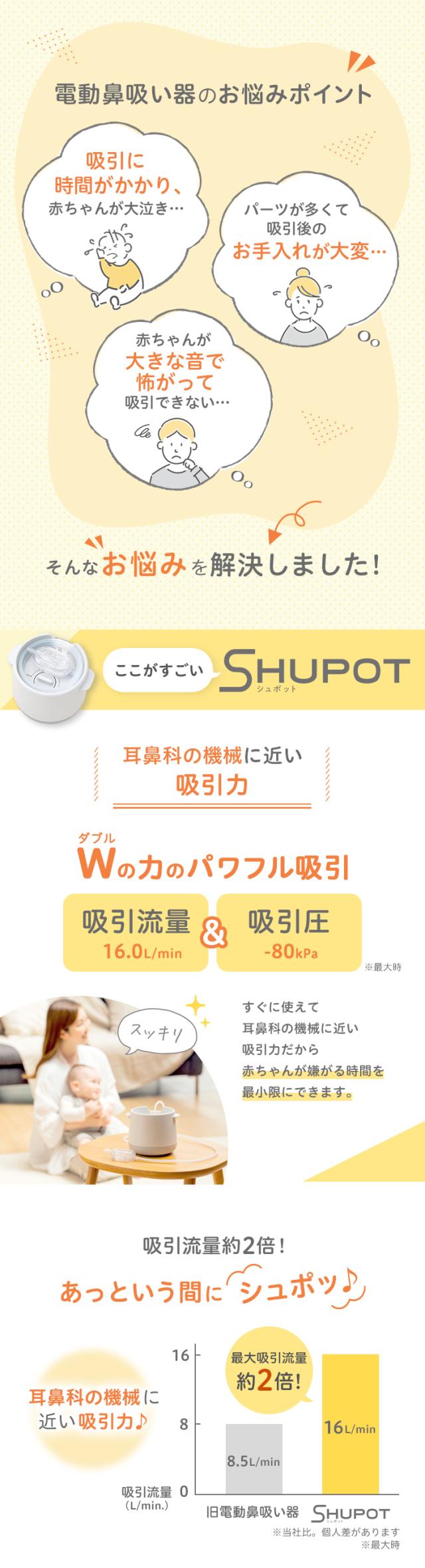 電動鼻吸い器のお悩みポイント/耳鼻科の機会に近い吸引力 Wの力のパワフル吸引