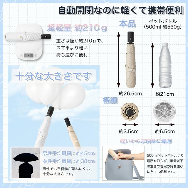 ワンタッチ 自動開閉 日傘 花柄 ホワイト