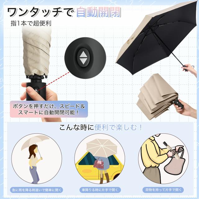 ワンタッチ 自動開閉 日傘 花柄 ホワイト
