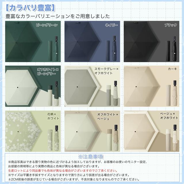 ワンタッチ 自動開閉 日傘 花柄 ホワイト