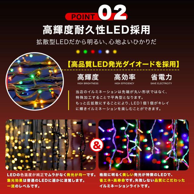 ソーラー イルミネーション つらら LED 120球 長さ10m 全5色 屋外用 防水 コンセント式 コントローラー付き メモリー機能 8パータン 大型ソーラーパネル