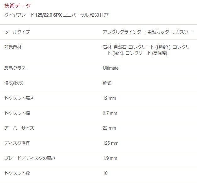 HILTI ヒルティ 汎用ダイヤモンドブレード 125/22.0 SPX ユニバーサル