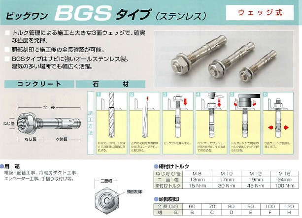 ユニカ ビッグワン BGSタイプ (ステンレス) 小箱：30本 BGS-1070