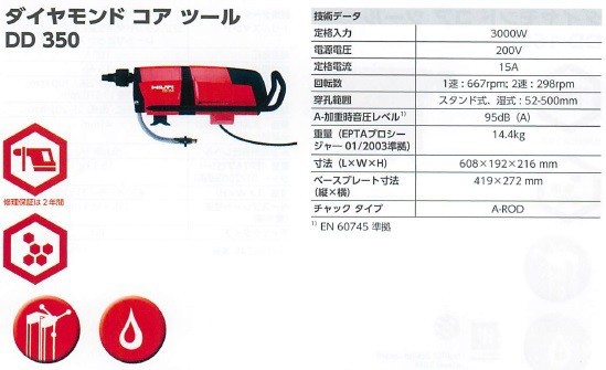 HILTI ヒルティ ダイヤモンドコアツール DD 350 A-Rod 200V 2095262の