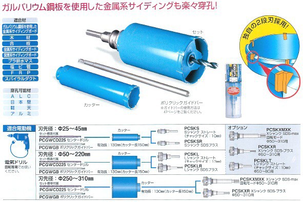 ミヤナガ ガルバウッドコアドリル ストレートシャンク セット PCGW105