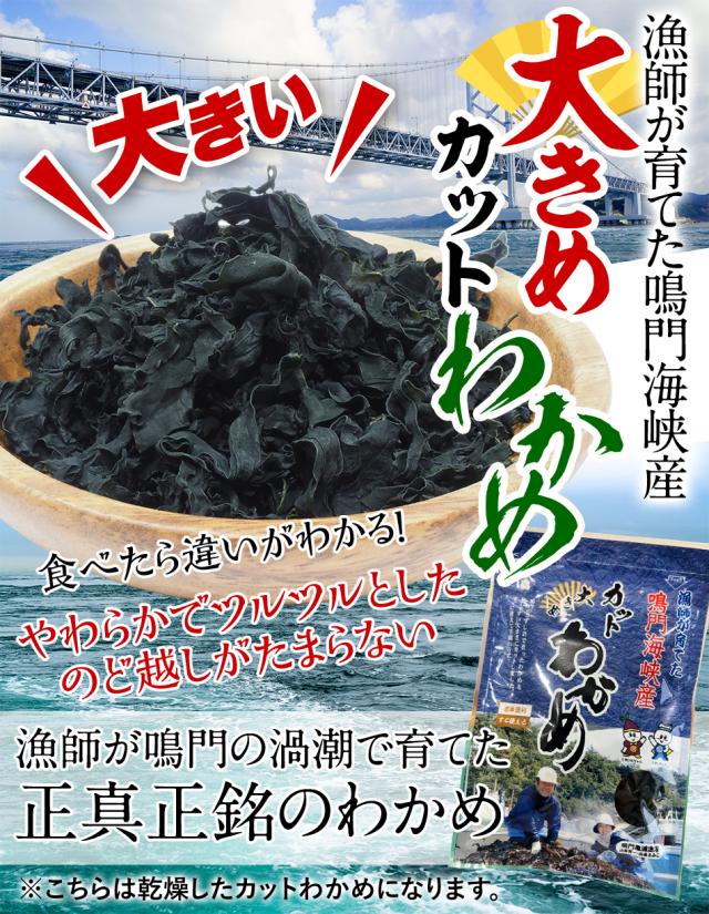 漁師が育てた鳴門海峡産生わかめ　正真正銘のわかめ 大きめカットわかめ