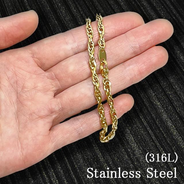 ステンレス ゴールドブレスレット ブレスレット レディース