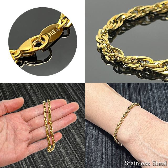ステンレス ゴールドブレスレット ブレスレット レディース