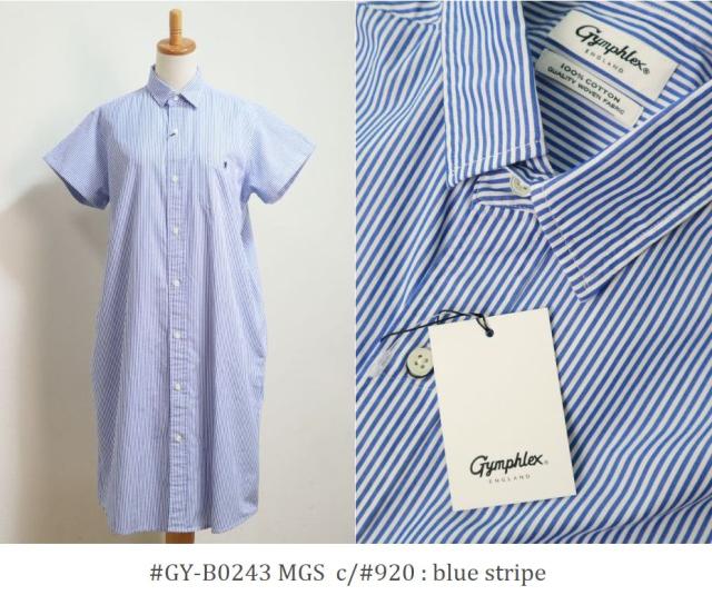 【SALE20%OFF】2025春夏新作 GYMPHLEX ジムフレッックス ロンドンストライプ 半袖ワンピース ブロードシャツドレス  #GY-B0243 MGS レディース SALE20%OFF】2025春夏新作 GYMPHLEX ジムフレッックス ロンドン