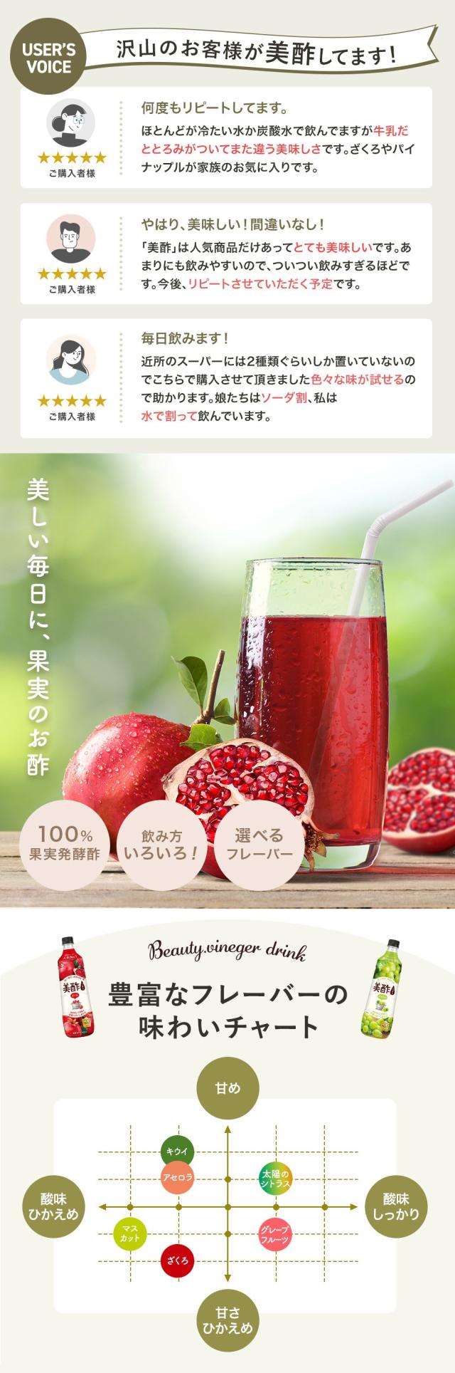 [CJ] 美酢 ミチョ ザクロ味 ざくろ / 800ml みちょ 桃味 健康酢 お酢ドリンク 飲む酢 100%果実発酵