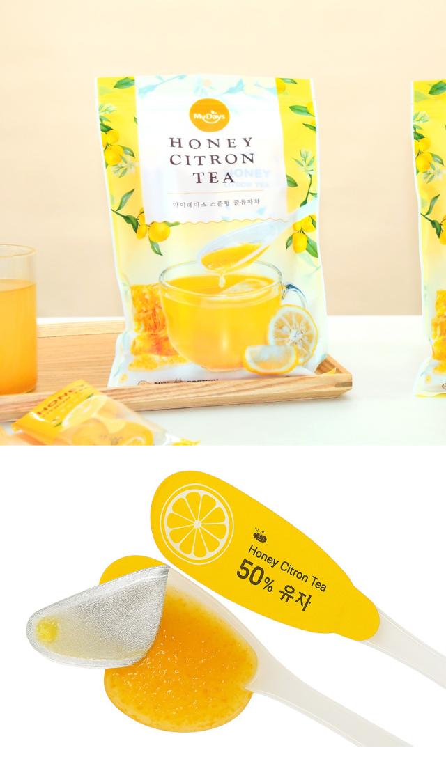 [MYDAYS] スプーンゆず茶 1袋5個入 / 140g(28g×5個入) スプーン1杯程度をお湯に溶かして飲むタイプ はちみつ入り ゆず茶 柚子茶 韓国茶 韓国伝統茶 ダムト茶