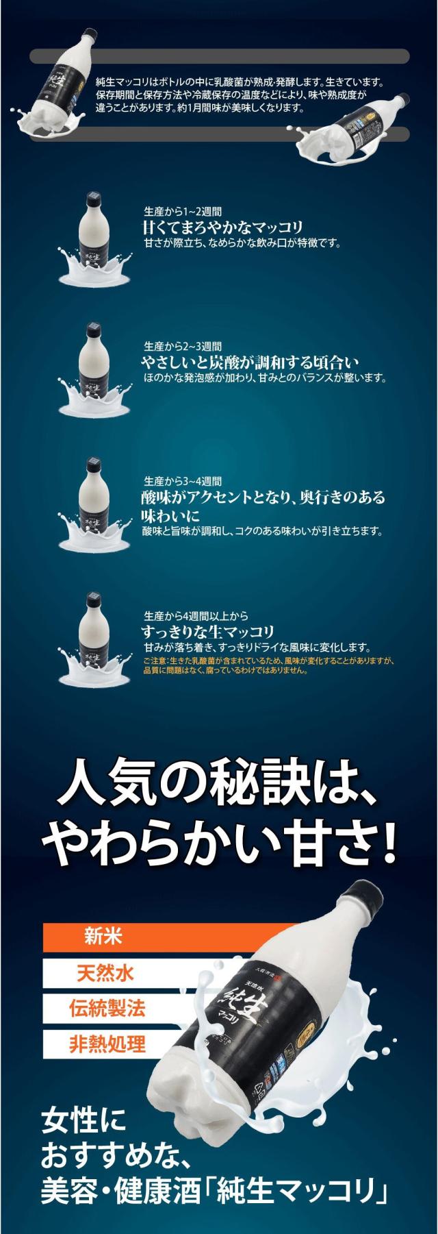 [天地水] 純生マッコリ 大韓酒造 生マッコリ / 750ml 300万本以上 アルコール6度 乳酸菌を育てる 米マッコリ 韓国 まっこり (冷蔵)
