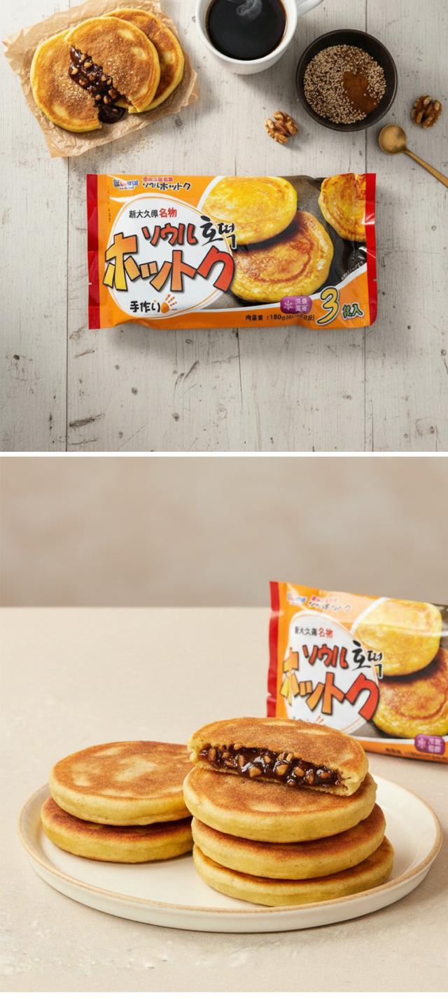 ソウルホットク 新大久保名物 / 180g(60gＸ3枚) ソウル手作りホットク 韓国の屋台スイーツ もちもちの生地 ホットック（冷凍）