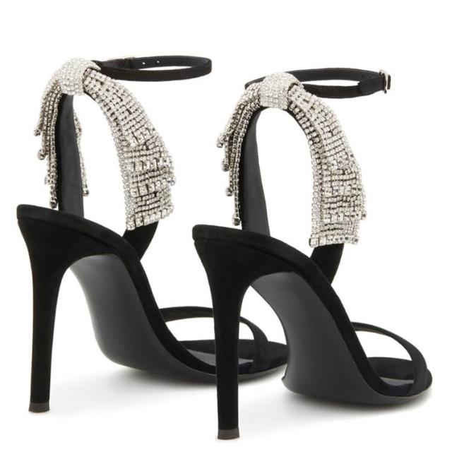 リボン ビジュー ハイヒール l シューズ 靴 くつ 8.5cm 9.5cmヒール ピンヒール ラウンドトゥ キラキラ 美脚 脚長 レザー 大人可愛い