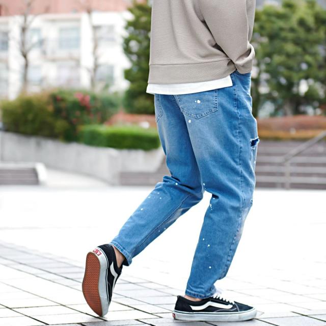 デニムパンツ メンズ ワイドパンツ テーパードパンツ 大きいサイズ リペア ダメージ ヴィンテージ ビンテージ 古着 ジーンズ Gパン ワークパンツ インディゴ ブルー 青 CavariA 20代 30代 40代 ユニセックス 大人 男性 男 服 春 夏 秋 冬 ファッション [CATN24-11] デニムパンツ メンズ ワイドパンツ テーパードパンツ 大きいサイズ