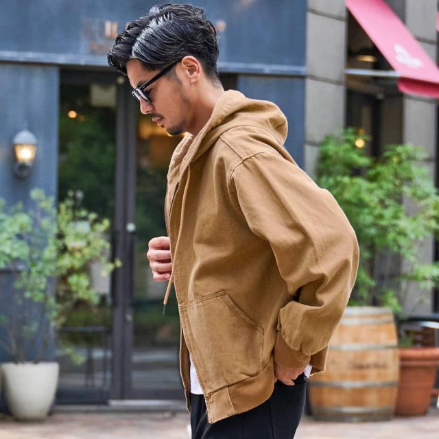 ジップパーカー アウター メンズ パーカー ブルゾン ワークジャケット フーディ ダック生地 アウター 羽織り 大きいサイズ シンプル 無地 ジャンバー 防寒着 CavariA 大人 20代 30代 40代 50代 ちょいワル ユニセックス 男性 男 服 秋 冬 秋冬 ファッション [CATN25-06] ジップパーカー アウター メンズ パーカー ブルゾン ワークジャケット