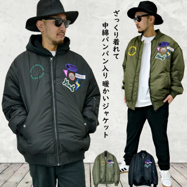 ビックシルエットワッペン 刺繍本格 MA-1 ジャケット メンズ