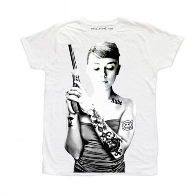 RUDE ルード Gun -WHITE- パロディ Tシャツ イタリアブランド 半袖 メンズ tシャツ イタリア ホワイト