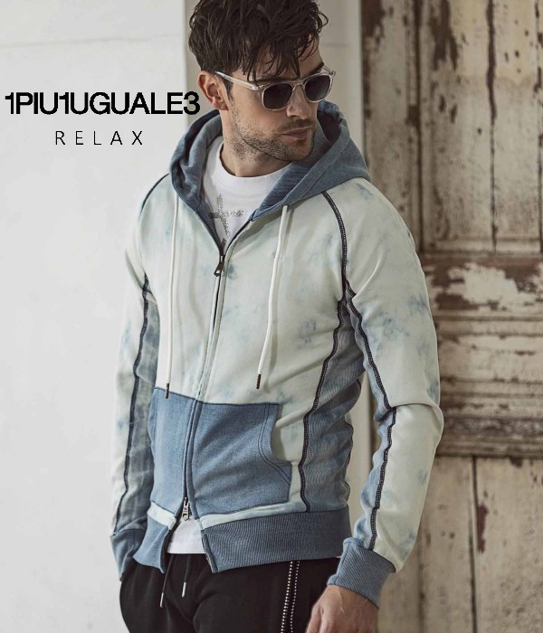 国内発送【1PIU1UGUALE3 RELAX】トレーニングジップフーディー 1PIU1UGUALE3 RELAX パーカー RELAX(ウノピゥウノウグァーレトレ